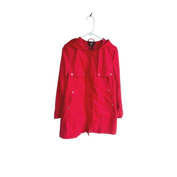 H&M Jackets & Blazers - H & M Red Zip Up Jacket Hood Size 4 93727